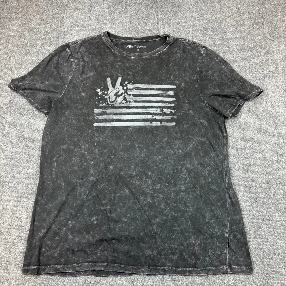 American Rag Cie Mens Size Medium Acid Wash American Flag Graphic Tee Shirt